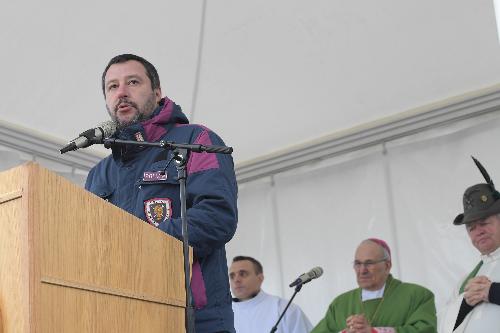 Il ministro dell'Interno Salvini interviene a Basovizza
